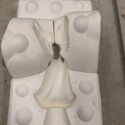 Vintage 4 Pc Ceramic Mold Angel W. Open Or Praying Hands Arnel s #642 Slip Cast