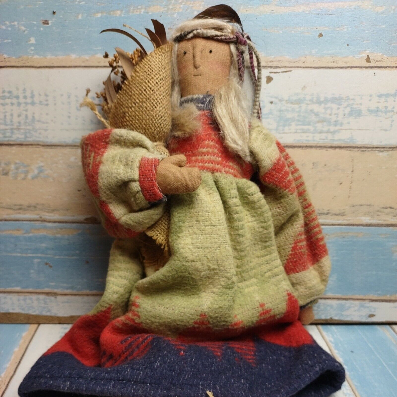 1994 Signed Sharon Andrews and Co. Doll Cloth Rag Nature hippie cottage Najtaniej, tanio