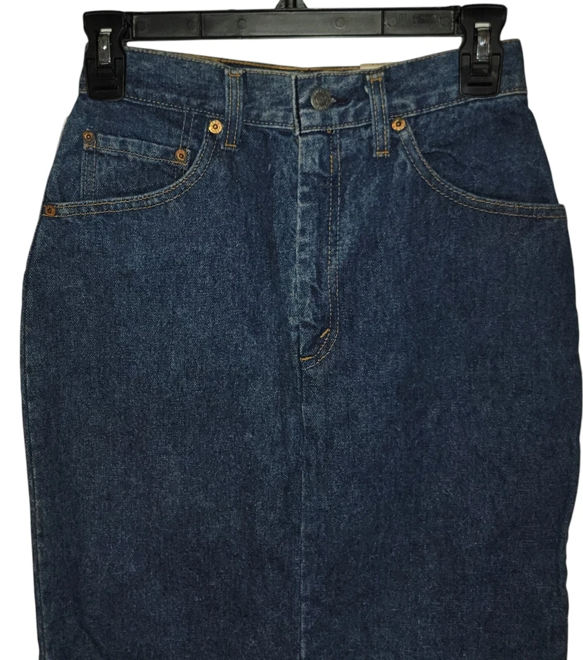 NUEVO CON ETIQUETAS De Colección Levi’s 505 Talla 5 Mujer Azul Lavado Oscuro Stock Muerto Retro Años 80 Falda Denim Foto 3 de 4