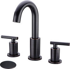 Oil Rubbed Bronze 8" Widespread Bathroom Sink Faucet with Drain, 3 Hole Design