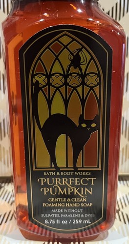Bath and & Body Works Gentle Foaming Hand Soap Halloween PURRFECT PUMPKIN Cat - Picture 2 of 3