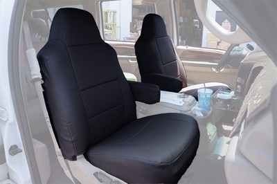 FOR FORD F-250 350 2004~2010 IGGEE S.LEATHER CUSTOM FIT FRONT SEAT COVERS BLACK
