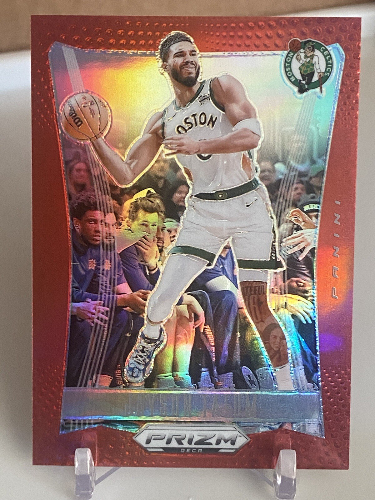 2023-24 Panini Prizm Deca Jayson Tatum #189 Red Prizms /199 Boston Celtics