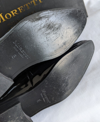 MORETTI GOLD LABEL MEN SZ 8 SLIP ON PATENT LEATHER BLACK  display picture 1