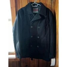 Excelled Men's Collection Pea Coat Black Size Large NWT