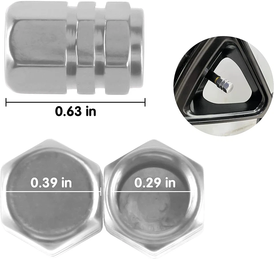 Tampas de ar haste válvula pneu roda metal alumínio prata para Hyundai Genesis - Imagem 2 de 4