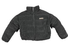 Napapijri Women’s Box Borg Puffer Jacket Size Xs Black Quilted Sherpa Fleece