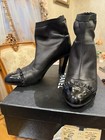 100%Auth Chanel Lambskin Stretch Ankle Booots Booties Sz 9.5  — photo 4