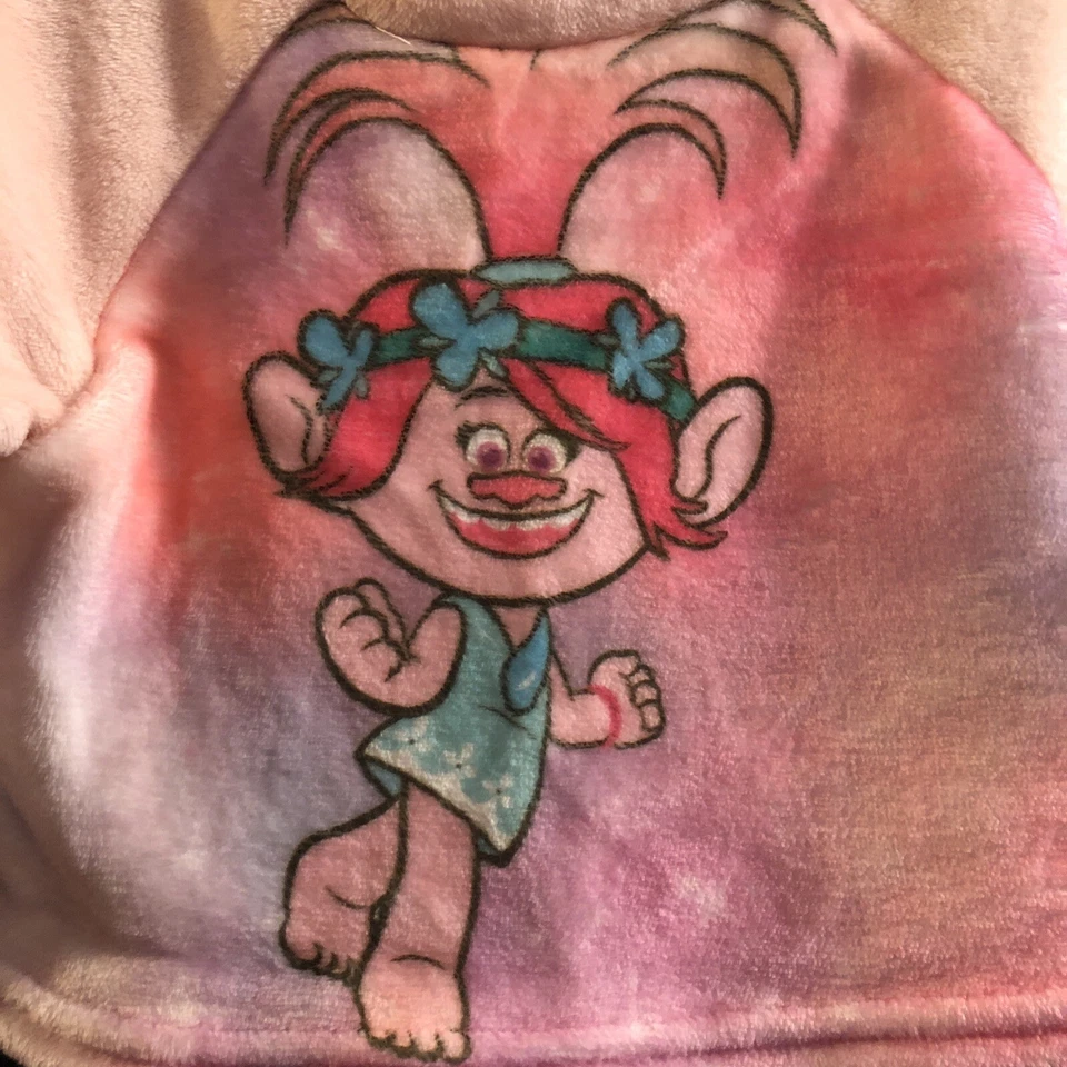 Vestido DreamWorks Trolls Niñas Talla 6X Gris y Rosa Reina Amapola Felpa En Capas Foto 3 de 4