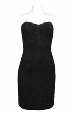Suzi Chin Black Sweatheart Neckline Sequin Evening Cocktail Dress