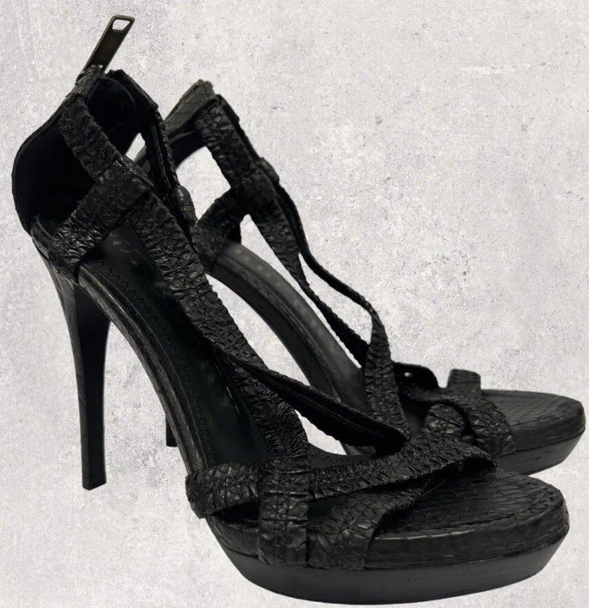 Burberry Snakeskin Python Black Leather Platform … - image 3