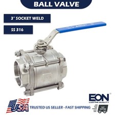 3" Socket Weld End Ball Valve Stainless Steel 316 Full Port 1000 WOG w. Lock