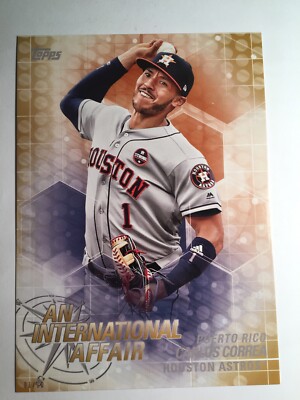 2018 Topps Update International Affair 5x7 Carlos Correa Astros IA32 Gold 01/10