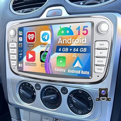 4+64G Für Ford Focus II Mondeo C-MAX S-MAX Android 15 Autoradio GPS Navi BT Kam