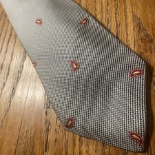 Vintage EUC Burberry Silk Tiny Paisley Tie Necktie USA Hand Sewn