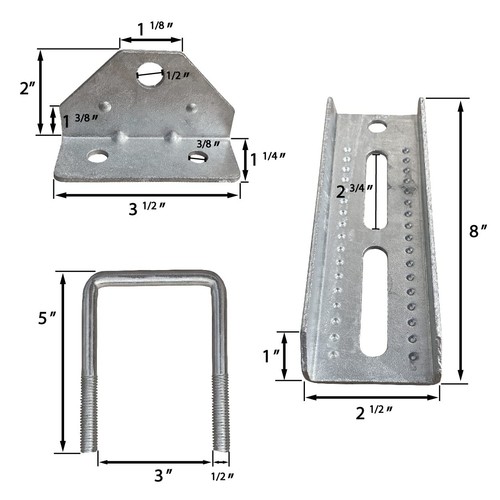 4 Pack 8" Galvanized Swivel Top Bunk Bracket Kit with Hardware for Boat Trail... - Picture 4 of 7