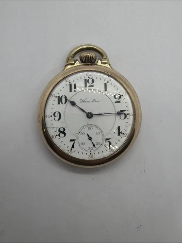 HAMILTON 992 21 JEWEL ADJ 5 P ANTIQUE 16s GLASS BACK RAILROAD POCKET WATCH RUNS