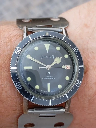 *Helsa* "Tropical Dial" Skin-Diver Watch Vintage Hand Winding 60s