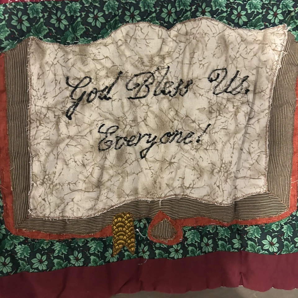 Edredón hecho a mano para colgar en la pared A Christmas Carol Dios nos bendiga Dickens 45x57 Foto 4 de 4