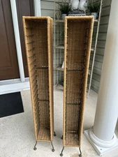 Vintage Iron & Wicker CD Freestanding Rack Holder Storage X2
