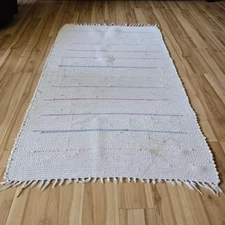 Braided Rag Rug 58" x 34"off-white & muted colors