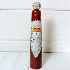 Vintage Handmade Wooden Folk Santa Claus Signed 96
