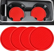 Car Cup Coaster Universal Auto Non-Slip Holder Embedded in Red 4 Pcs