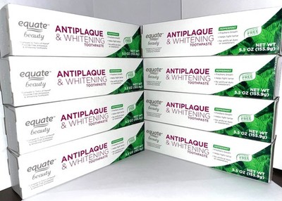 8 TUBES OF WALMART EQUATE ANTIPLAQUE WHITENING TOOTHPASTE! 5.5OZ GREAT BUY!