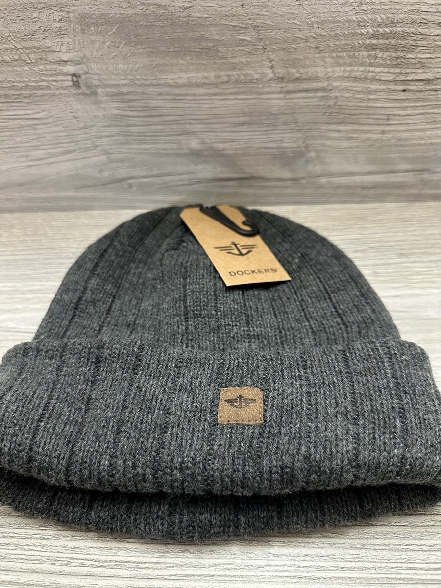 Men's DOCKERS Knit Winter Hat Ski Beanie Gray New With Tag | eBay