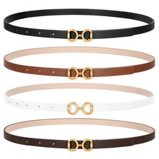 CESCOSI 4 Pack Skinny Leather Belt for Dresses Thin Waist Belt for Jeans Pant...