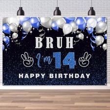 Bruh Happy 14th Birthday Backdrop, Bruh Its My Birthday Party Decoration for ...