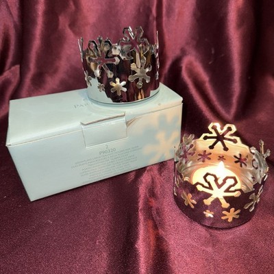 Partylite 2 Snowflake Large Tealight Holders Silver Holiday P90320