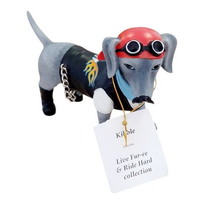 Hamilton Collection Live Fur-ee & Ride Hard Biker Dachshund Kibble Dog Figurine