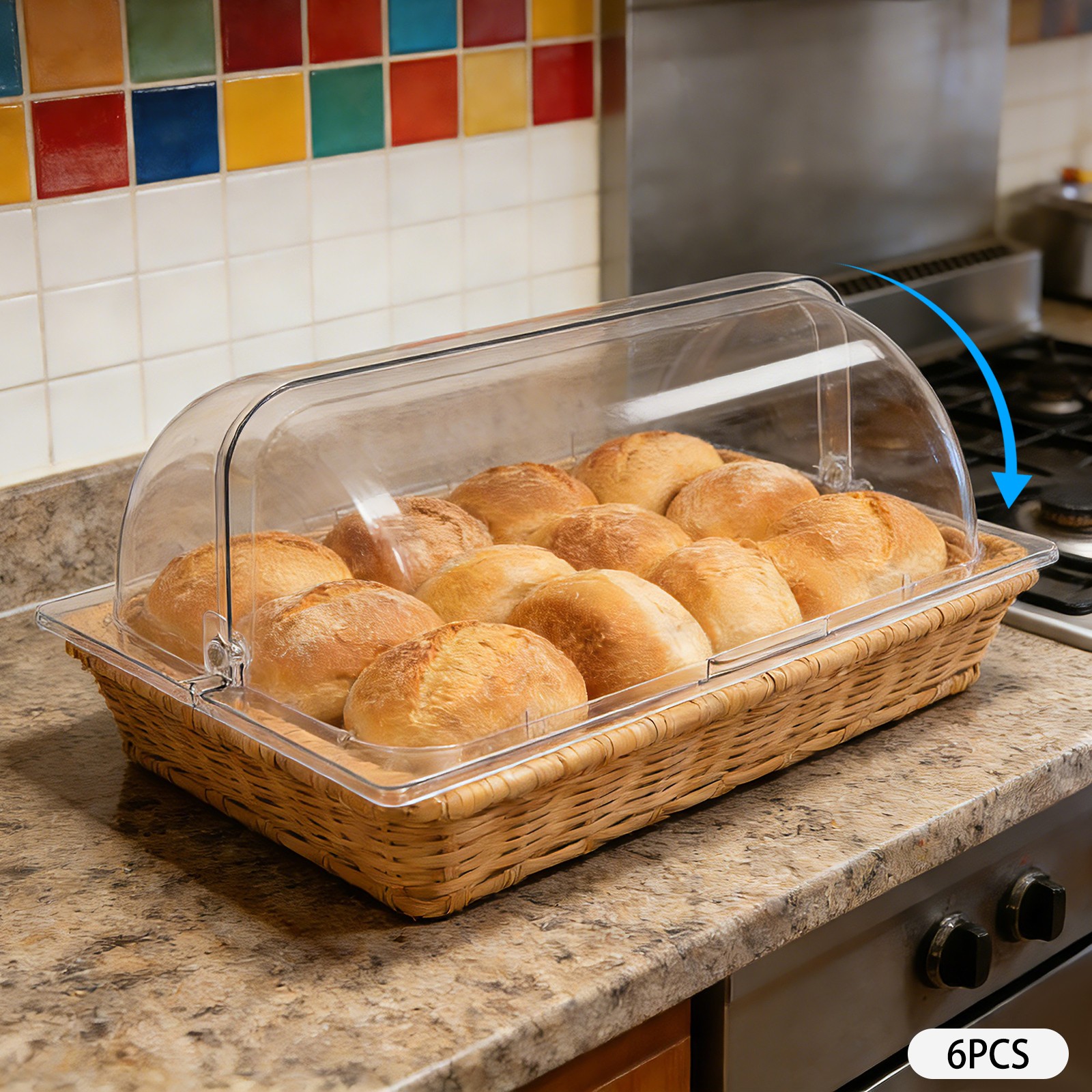 Clear Rectangular Chafing Dish Replacement Lids 6pc PC Covers For Banquet Buffet