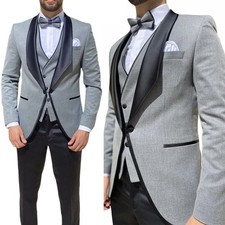 Single Breasted Men Suits Slim Fit Wedding Groom Tuxedos Shawl Lapel Best Man