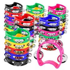 36PCS Multicolored Tambourines for Kids - 4 Bells Handheld Musical Instruments