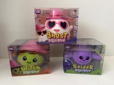 Crazy Fun RMS Halloween Spider/Ghost/Witch Squishy Squeeze Toy Lot Of 3