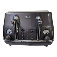  DeLonghi 4 Slice Toaster CTOT4003.GY Icona Metallics Defrost Function 