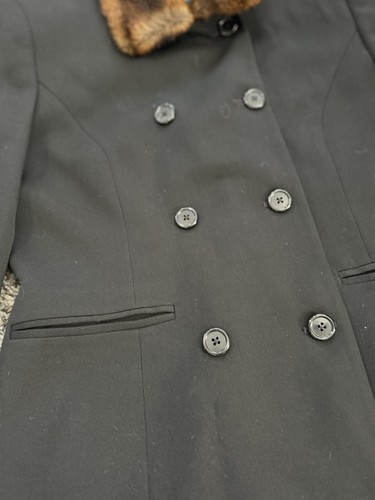 Cappotto donna vintage Lauren Ralph Lauren 100% pura lana pelliccia sintetica collo taglia 6/S - Foto 2 di 12