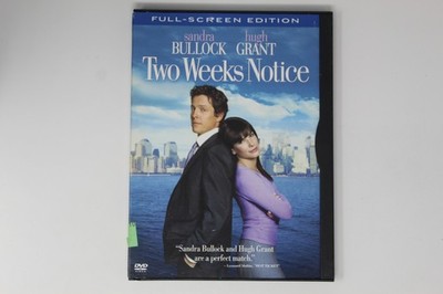 Two Weeks Notice DVD Full-screen Edition Sandra Bullock Hugh Grant