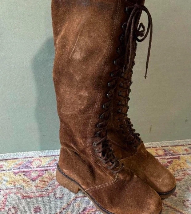 Vintage Lace Up Suede Boots  - Image 3 of 4