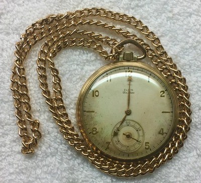 Antique Elgin Deluxe 17 Jewel adjustment 10K Gold Filled Pocket