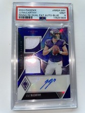 JJ McCarthy 2024 Panini Phoenix RC Patch Auto /49 PSA9 - Rising Rookies Vikings
