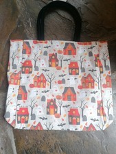 BNWT  bat ghost haunted house Halloween cotton canvas shopping tote bag TK Maxx