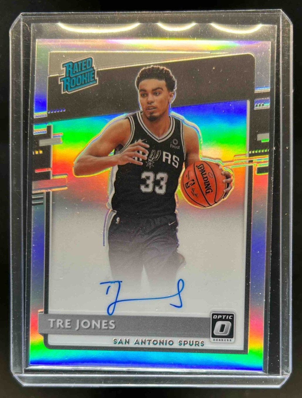 2020-21 Donruss Optic Tre Jones Rated Rookie Holo RC Auto #188 Spurs