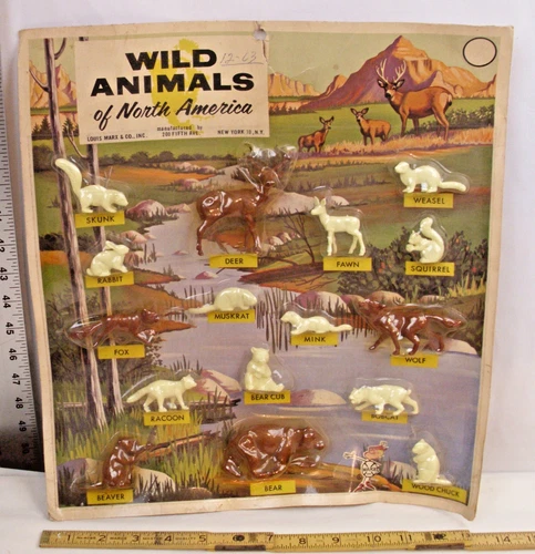 MARX WILD ANIMALS OF NORTH AMERICA PLAY SET FIGURES 1963 NEW ON CARD