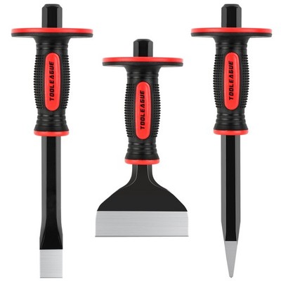 TOOLEAGUE 3Pcs Heavy Duty Masonry Chisel Set, Stone and Rock Tool,11Inch Poin...