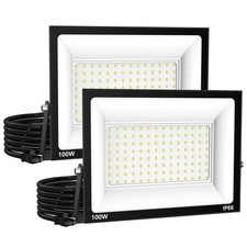 Zelvia LED Flood Lights Outdoor for Yard Work -100W 10000lm Super Bright LED ...