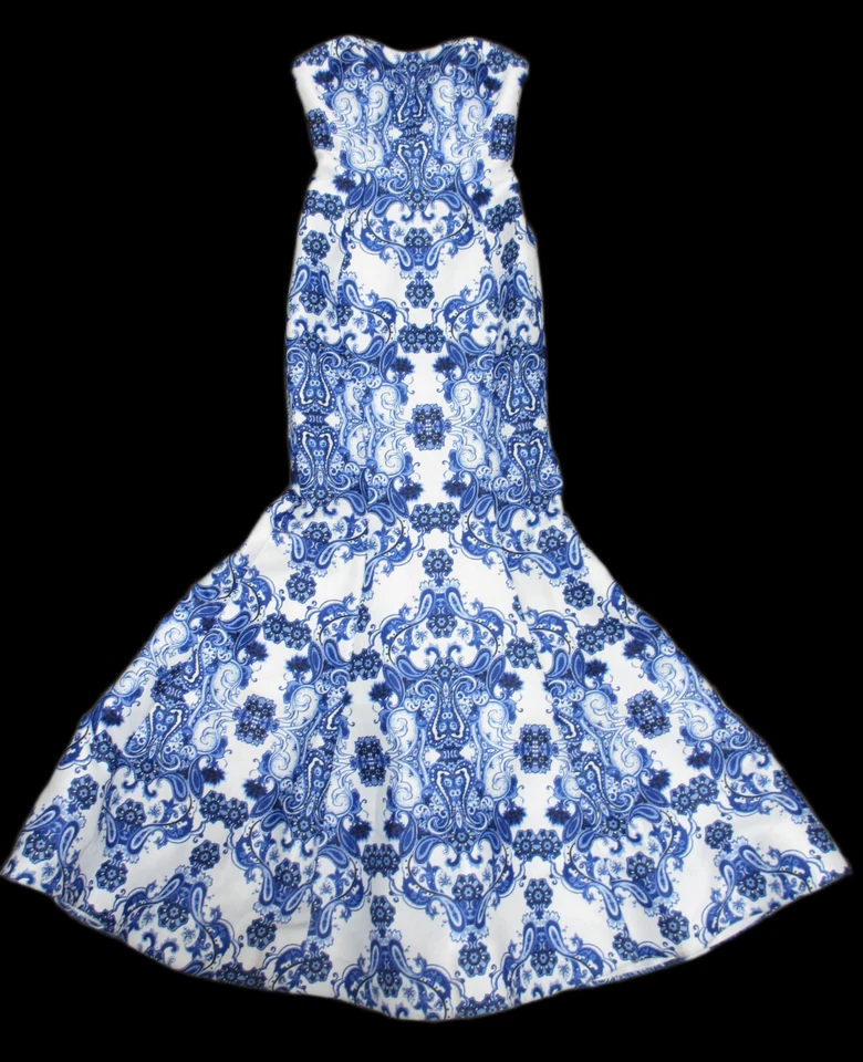 Terani Couture без бретелек русалка платье женщин 0 синий барокко официальное вечернее платье - Изображение 3 из 4