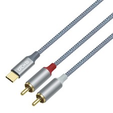 DCHAV 4ft RCA to USB C Audio Cable Type C 2 Adapter Cord 4 feet, grey